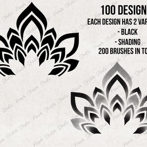 200 Ornamental Tattoo Procreate Stamps, Fine Line Tattoo Design Stencils, Procreate Brushes (Digital Download) image 8