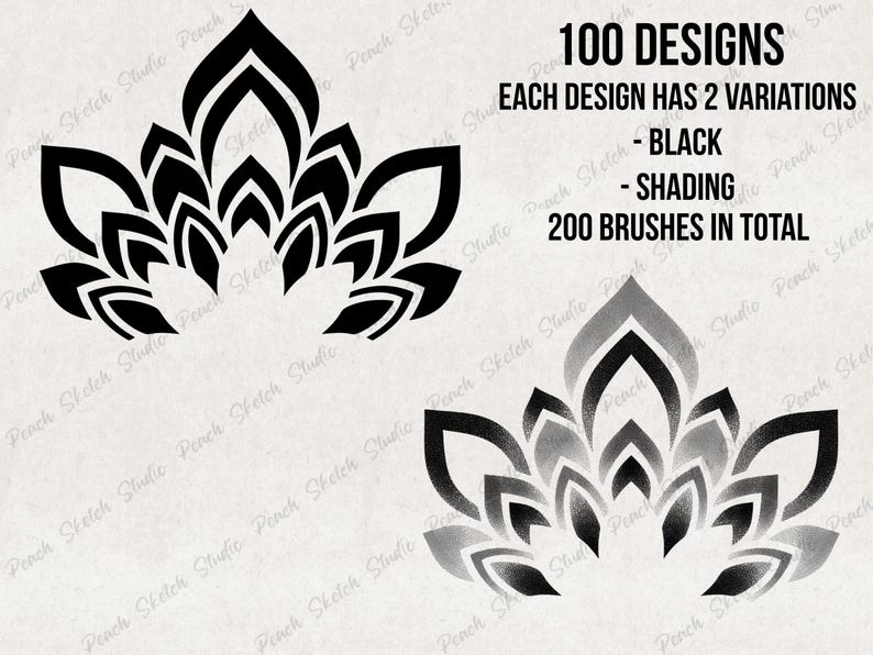 200 Ornamental Tattoo Procreate Stamps, Fine Line Tattoo Design Stencils, Procreate Brushes (Digital Download) image 8