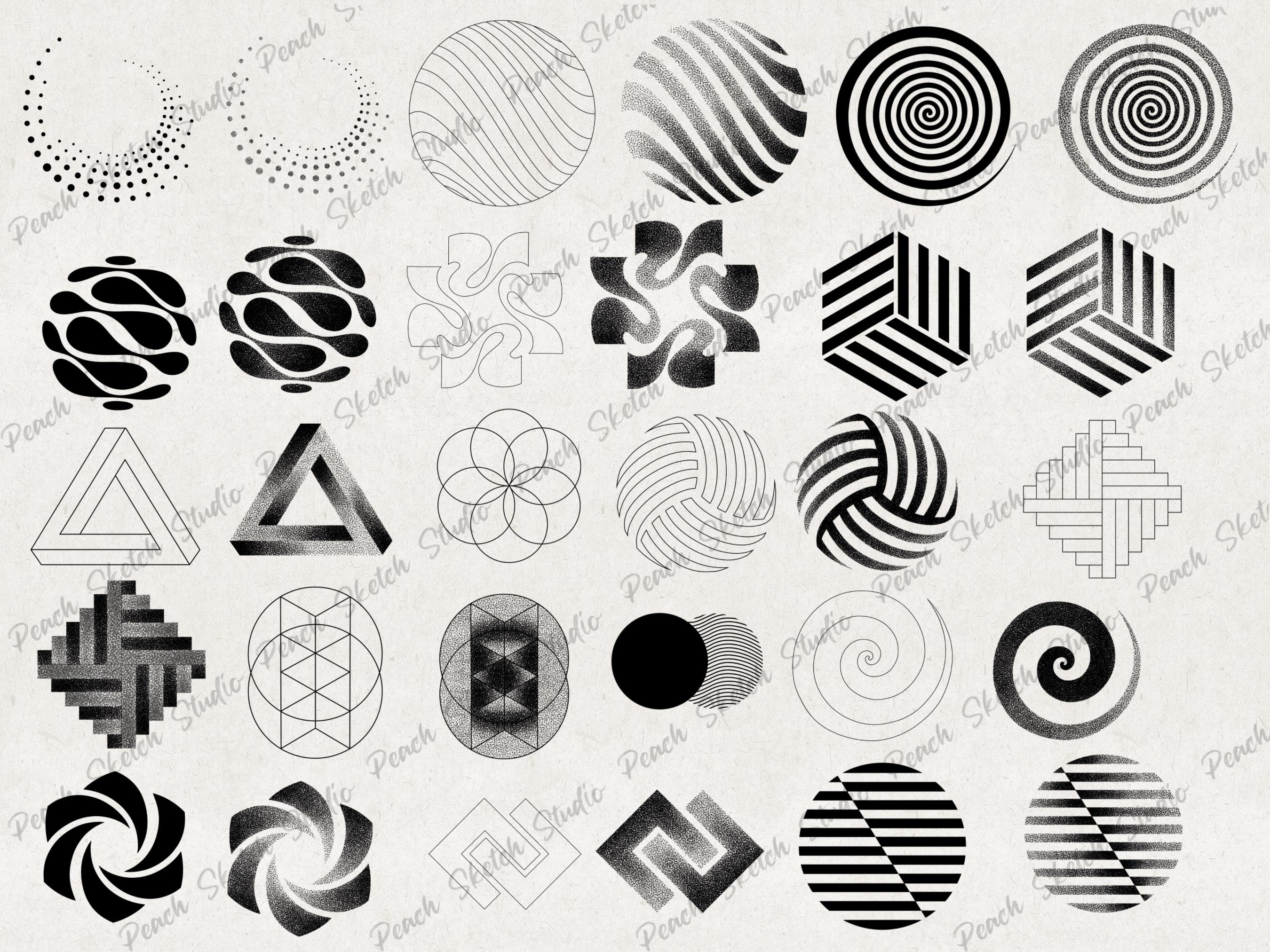 175 Geometric Shapes Designs, JPEG PNG, Abstract Geometry, Hand Drawn ...