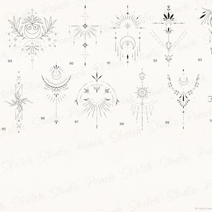 Collection overview of the remaining designs included in this set.  Hand drawn intricate designs. Designs 88-100.