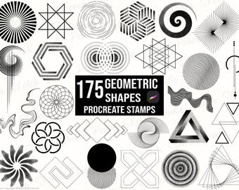 175 Procreate Geometric Shapes Stamps: Abstract Designs Procreate Brushes (Digital Download)