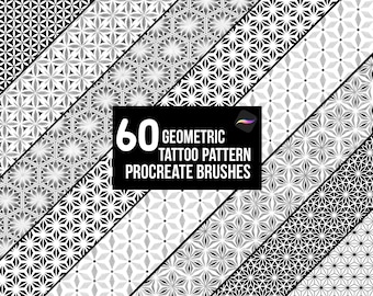 60 brosses géométriques sans couture procréer, conception de tatouage, motif Dotwork, ensemble de motifs procréer, téléchargement numérique