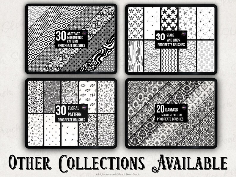 30 Basic Patterns Procreate Pinsel: Polka Dot, Floral Seamless Pattern (Digitaler Download) Bild 10