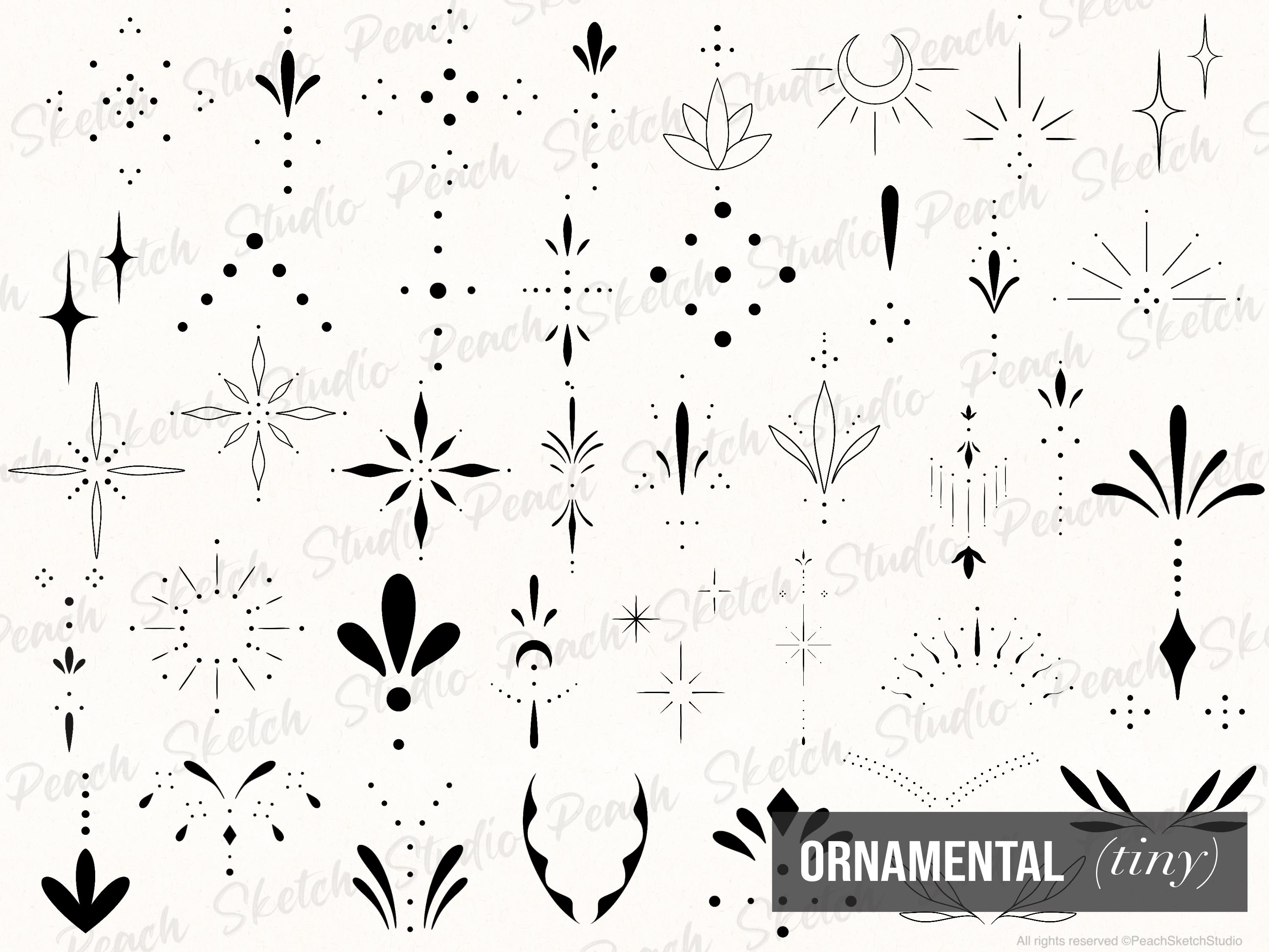 600 Ornamental Tattoo Procreate Stamps Bundle, Fine Line Tattoo Stencil ...