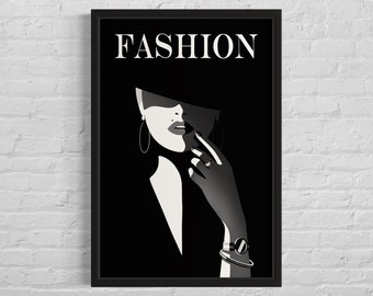 Woman Fashion Beauty Poster Print, Dark Minimalistic, Fashion Poster, Female Woman, Digital Download, Printable, Dark Aesthetics