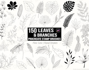150 Procreate Branches & Leaves Stamps, Foliage Line Art Designs, Botanical Procreate Brushes (Digital Download)