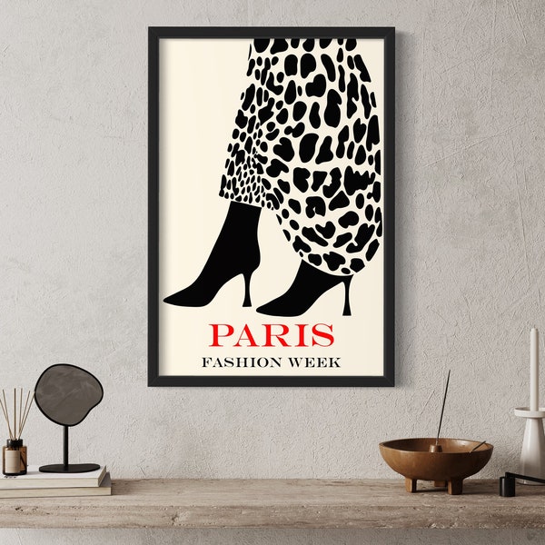 Paris Fashion Week Poster Wall Art Print, Fashion Poster, Feminine Style, Home Decor, Vintage Art, Neutral Wall Art Poster, Digital Download