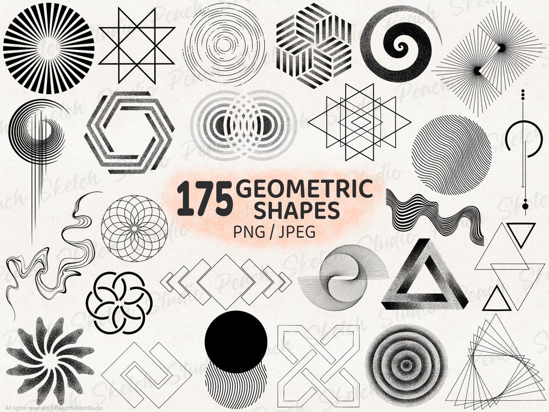Amazing Shape Design 175 Geometric Shapes Designs, JPEG PNG, Abstract Geometry, Hand Drawn ...