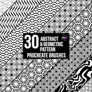 30 Procreate 抽象的 & 幾何学的シームレス パターン ブラシ Procreate、フローラル ボヘミアン、Procreate シェイプ パターン ブラシ セット、デジタル ダウンロード