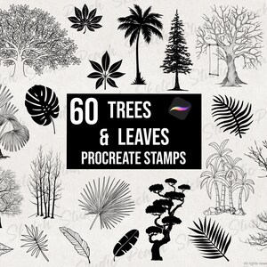 60 Trees & Leaves Procreate Stamps, Forest Procreate Brush Set (Digital Download)