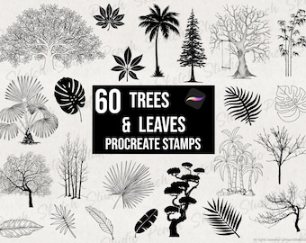 60 Trees & Leaves Procreate Stamps, Forest Procreate Brush Set (Digital Download)