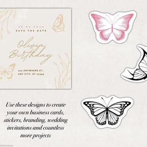 80 Butterfly Procreate Stamps, Butterflies Tattoo Designs Stencils, Procreate Brushes (Digital Download) image 5