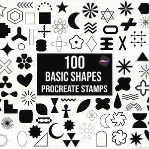100 sellos de formas para Procreate, pinceles de formas básicas para Procreate (descarga digital)