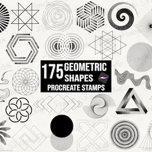 175 tampons Procreate formes géométriques : jeu de pinceaux pour motifs graphiques abstraits (téléchargement numérique)