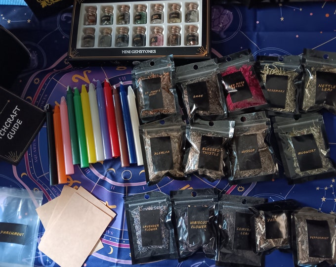 Featured listing image: WITCH Kit/ Over 50 Piece Wiccan Set/ Witchcraft Starter Kit for Beginners/ Witchcraft Supplies/ Witch Alchemy/ Witch Gift Set/ FREE GIFT!