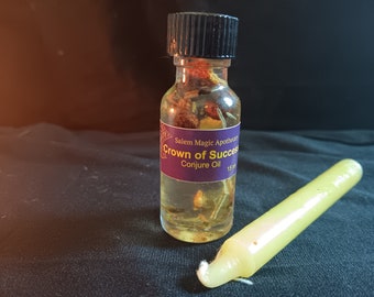 Óleo Coroa do Sucesso, Óleo Ritual, Óleo HooDoo, Óleo Coroa do Sucesso com vela amarela correspondente, Magick