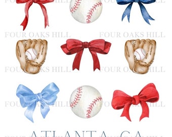 Braves Baseball mit Schleifen, PNG, digitaler Download