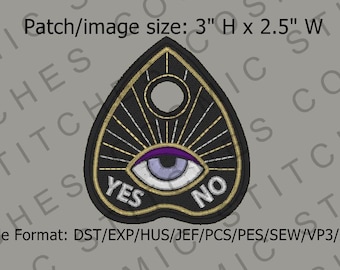 Planchette embroidery file graphic/patch 3" x 2.5"