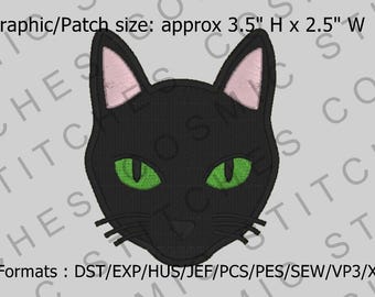 Black Cat graphic/patch Embroidery File 3.5 " H x 2.5" W