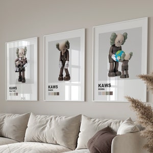 Hypebeast Kaws Figure Wall Art Set of 3, Trendy Hypebeast Room Decor, Hypebeast Toys Poster Art, Minimalist Hypebeast Wall Decor