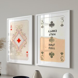 Set di arte da parete retrò alla moda, stampa estetica alla moda retrò, carte da gioco, poster Lucky You, arte da parete alla moda, arte divertente, arredamento del dormitorio