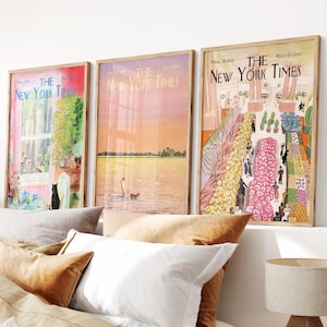Juego de 3 portadas de pósteres del New York Times, arte mural del New York Times, impresiones vintage del New York Times, arte de portada de revista retro del New York Times