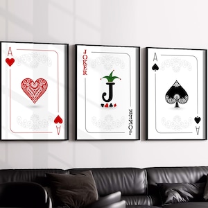 Set di arte da parete retrò alla moda, poster Lucky You, stampa estetica alla moda, set di arte da parete divertente, poster di carte da gioco, arredamento retrò della sala da poker