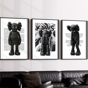 Black Hypebeast Figure Decor, Hypebeast Printable Art Deco Posters, Graffiti Wall Art, Hypebeast Toys Print Set, Trendy Large Wall Art