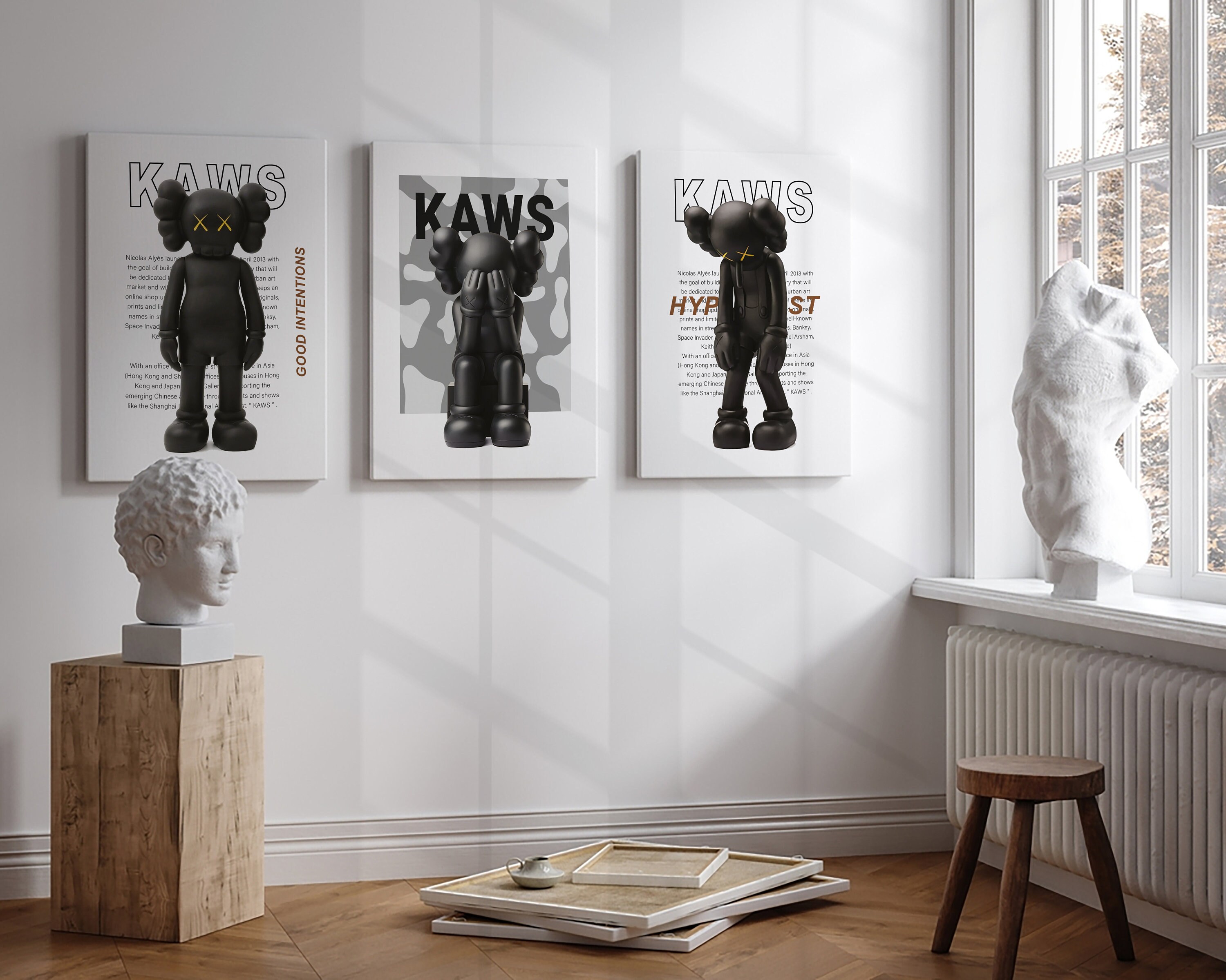 Hypebeast Figure 3 Piece Wall Art, Black Hypebeast Toys Poster ...