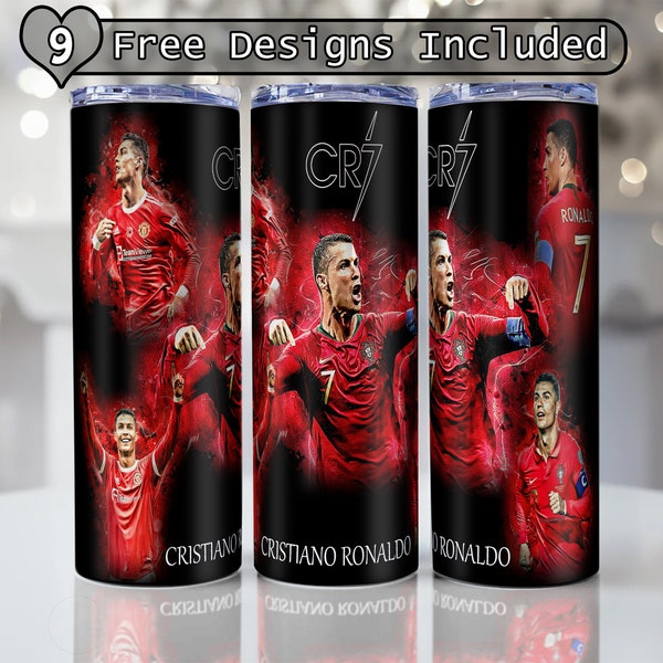 Emballage pour gobelet droit et fin Ronaldo cr 7 20 oz et 30 oz Emballage pour sublimation | Fichier numérique PNG | TÉLÉCHARGEMENT IMMÉDIAT png ronaldo design