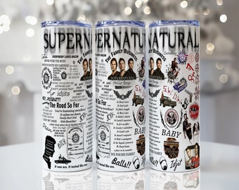 Supernatural TV Show, Dean Winchester, 20oz and 30oz Skinny Tumbler Sublimation Designs, For Straight Tumblers, PNG File Digital Download