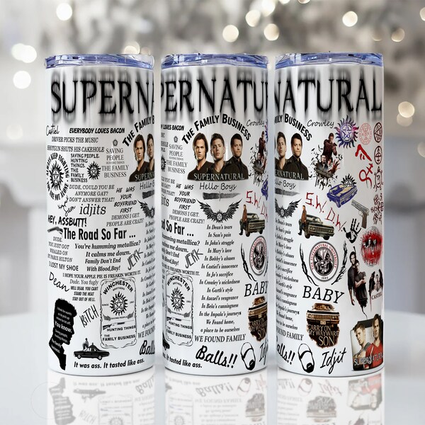 Supernatural TV Show, Dean Winchester, 20oz and 30oz Skinny Tumbler Sublimation Designs, For Straight Tumblers, PNG File Digital Download