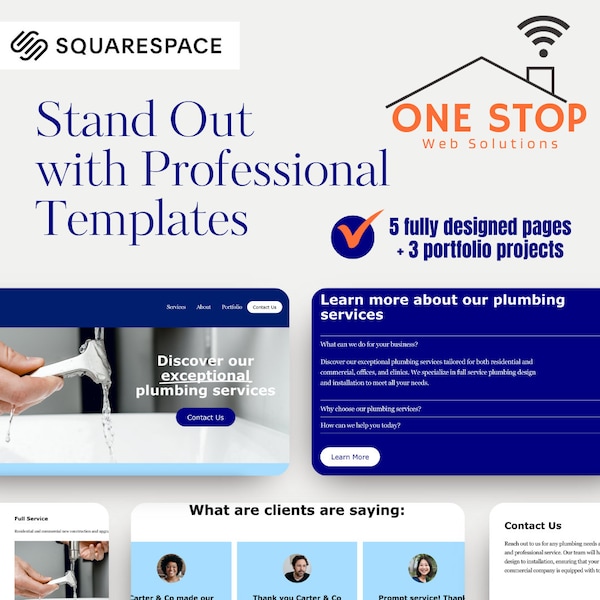 Squarespace Website Template Affordable and Professional Design for Contractor Plumbing Construction Landscaper Website Theme Small Business