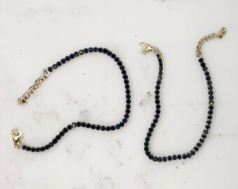 Bracelet de tennis noir en acier inoxydable enduit de PVD en or 18 carats, bracelet délicat, bijoux turquoise, cadeau pour elle, bracelet minimaliste.