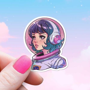 Sticker fille astronaute, sticker NASA Space Woman, filles dans les tiges, galaxie cosmique Science Lady, cosmonaute interstellaire anime futuriste