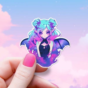 愛らしいコウモリの翼の妖精ステッカー かわいい 美的 ダーク 妖精 エルフ ビニール デカール ファンタジー アニメ アート DnD キャラクター ノートパソコン ウォーターボトル タンブラー