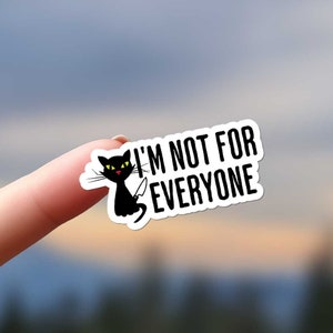 Non sono per tutti, adesivo impermeabile Kindle Stabby Cat 1" x 2", adesivo introverso, adesivo per bottiglia d'acqua, adesivo gotico, gatto nero