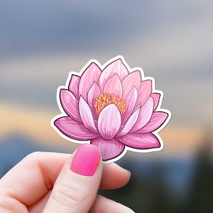 Hellrosa Lotus Aufkleber, blühende Blume Lotus Aufkleber, buddhistische Blüte, Zen Für Mutter Freund Wasserflasche Kindle Handytasche Laptop