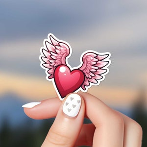 Angel Wing Heart Sticker, Waterproof Self Love Vibrant Color To Decorate Water Bottle, Laptop, Phone, Kindle, For Girls and Moms