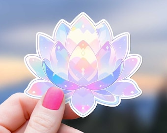 Pastel Crystal Colored Lotus Sticker Glowing Flower Lotus Buddhist Sticker Blossom Zen Sticker Flower Lover Nature Self Care Personal Growth