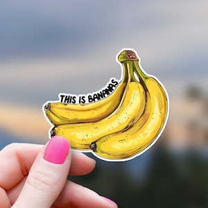Sticker This Is Bananas, Sticker imperméable humoristique, Mème alimentaire, Blague, Bouteille d'eau Kindle stupide Bananas, Kindle, Étui de téléphone, Citation amusante