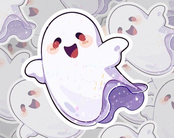 Geist Aufkleber, gruselige Saison niedlichen Anime funkelnde Sterne, die glücklichen Geist Kawaii-Art-Halloween-Spaß-Geist Süßes oder Saures verfolgen