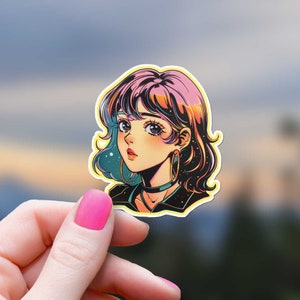 80年代アニメガールステッカー レトロ 楽しいデカール かわいいマンガ レディース デコレーション カラフル 日本のアニメーション ウォーターボトルステッカー ノスタルジック ビニールデカール