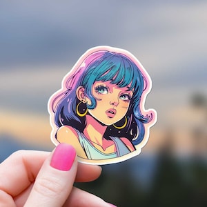Adesivo de anime dos anos 80, menina, oh, retrô, fofo, mangá, decoração, colorido, animação japonesa, adesivos de garrafa de água, divertido, nostálgico, decalque de vinil