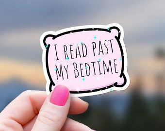 I Read Past My Bedtime Sparkly Sticker, Cute Bookworm Girls Read Sticker For Water Bottle, Cellphone, Kindle Sticker, Bookish Pink