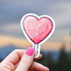 Sticker sucette coeur scintillant, bouteille d'eau holographique imperméable, amour de soi, couleur pastel, ordinateur portable, téléphone Kindle, pour filles et amis