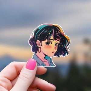 Adesivo de anime dos anos 80, menina, oh, retrô, fofo, mangá, decoração, colorido, animação japonesa, adesivos de garrafa de água, divertido, nostálgico, decalque de vinil