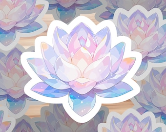 Pastel Crystal Colored Lotus Sticker, Glowing Flower Lotus, Buddhist Sticker, Pink Purple Blossom, Zen Sticker,
