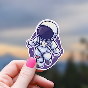 Niedlicher Astronauten-Aufkleber Weltraum-Galaxie, NASA, Telefon-Kasten-Wasserflasche-Aufkleber Fensteraufkleber-Geschenk-Wissenschafts-Lehrer-Notizbuch-Raumschiff