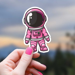 Chica astronauta rosa, mujer espacial, ciencia, mujeres en STEM, Astro Andy explora la galaxia, calcomanía para botella de agua, calcomanía para ventana, regalo para profesor de la NASA